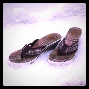 Rocket Dog Wedge Brown Flip Flops Size 7